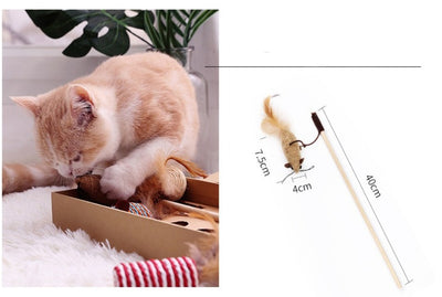 Funny Cat Hemp Rope Feather Toy Set