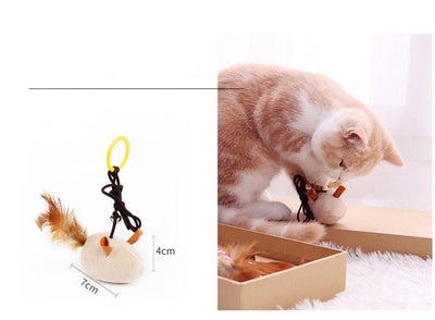 Funny Cat Hemp Rope Feather Toy Set