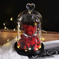 Rose Teddy Beer In Glass Dome