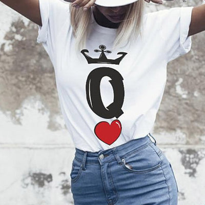 King Queen Couple Half Sleeves T-Shirts