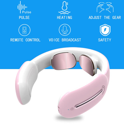 IN ONE Portable Neck Massager with Heating Function 3 Massage Modes and 15 Levels Speeds with Remote Control (Pink)